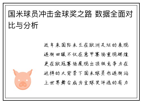 国米球员冲击金球奖之路 数据全面对比与分析